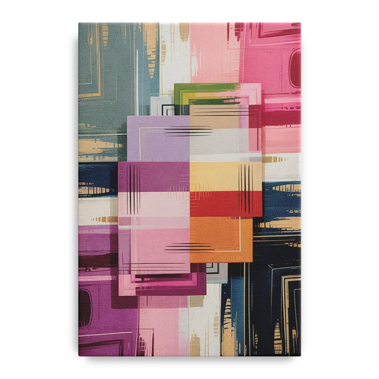 Elegant Geometry in Pink Abstract - Canvas Wall Art