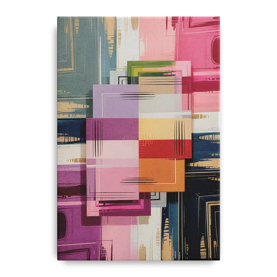 Elegant Geometry in Pink Abstract Front - Canvas Wall Art
