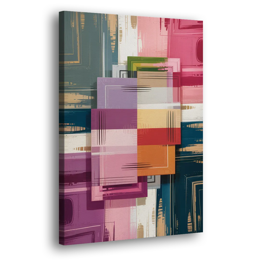 Elegant Geometry in Pink Abstract Side - Canvas Wall Art