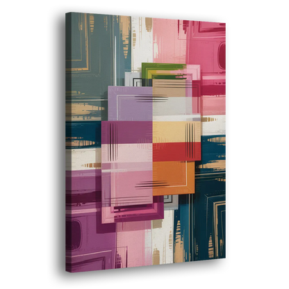 Elegant Geometry in Pink Abstract Side - Canvas Wall Art