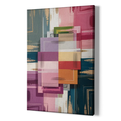 Elegant Geometry in Pink Abstract - Canvas Print Art Sides