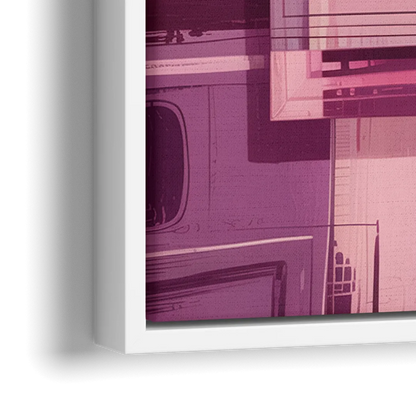 Elegant Geometry in Pink Abstract - Close-Up White Frame Canvas