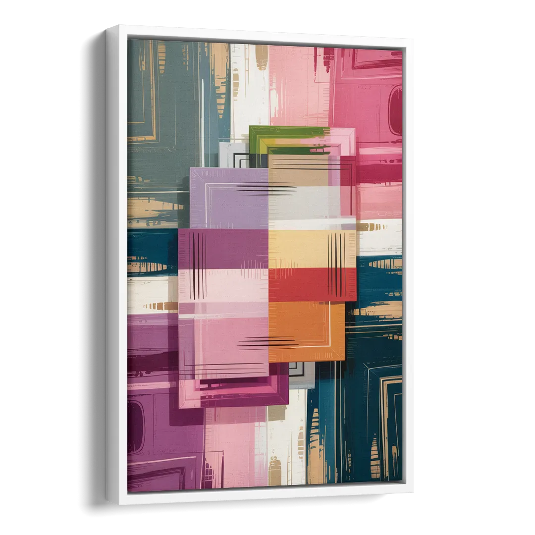 Elegant Geometry in Pink Abstract Side - White Canvas Wall Art
