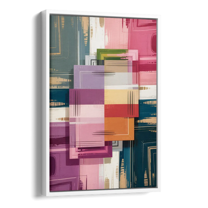 Elegant Geometry in Pink Abstract Side - White Canvas Wall Art