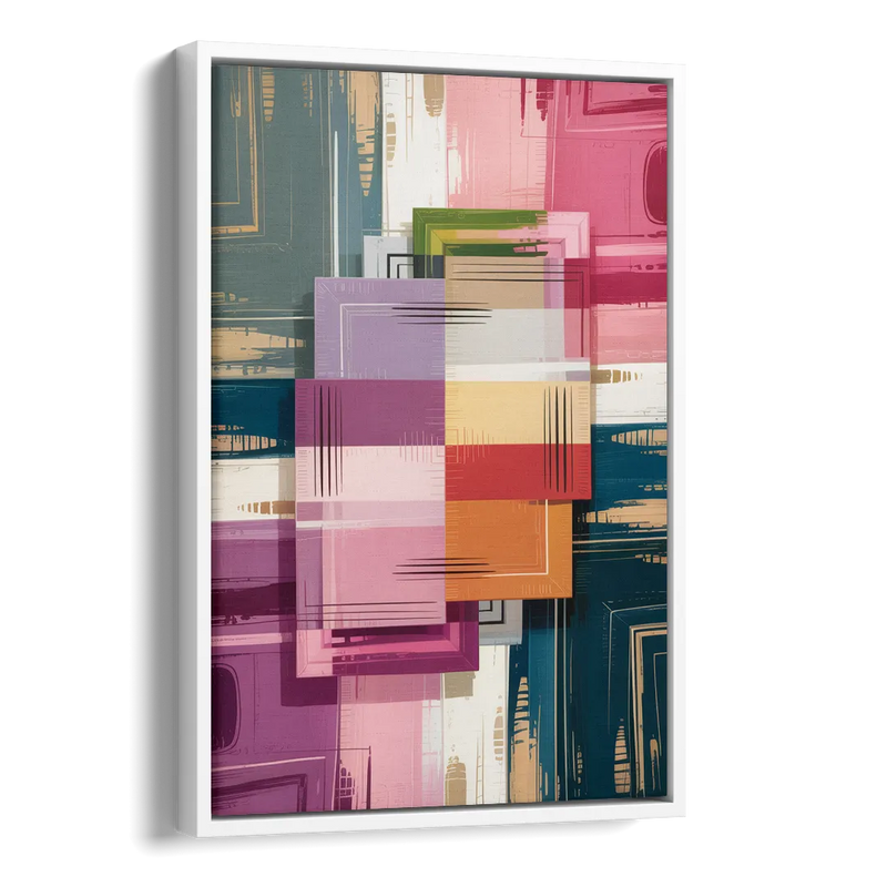 Elegant Geometry in Pink Abstract Side - White Canvas Wall Art