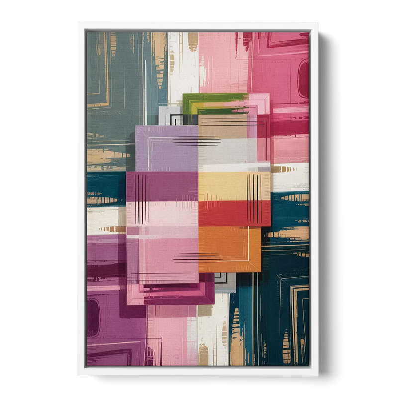 Elegant Geometry in Pink Abstract Front - White Canvas Wall Art