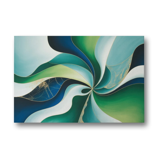 Elegant Harmony Blue and Green Abstract - Canvas Wall Art - Front