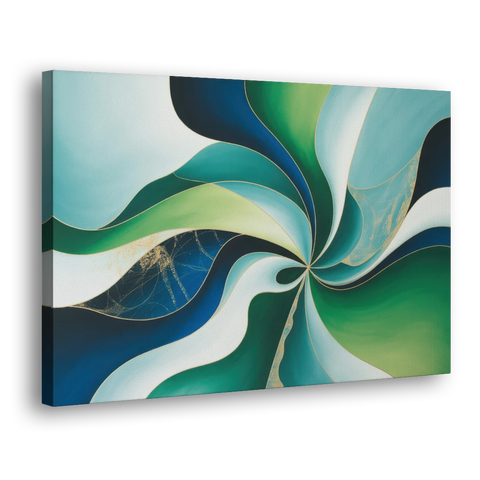 Elegant Harmony Blue and Green Abstract - Canvas Wall Art - Side
