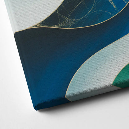 Elegant Harmony Blue and Green Abstract Canvas Close Up