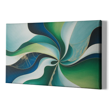 Elegant Harmony Blue and Green Abstract - Canvas Print Art Sides