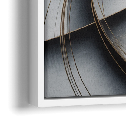 Elegant Harmony Grey and Silver Abstract - Close-Up White Frame Canvas