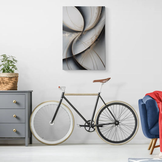 Elegant Harmony Grey and Silver Abstract - Canvas Wall Art Living Room