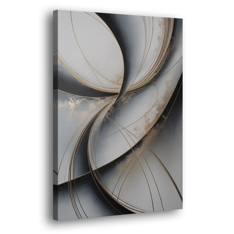 Elegant Harmony Grey and Silver Abstract - Canvas Wall Art