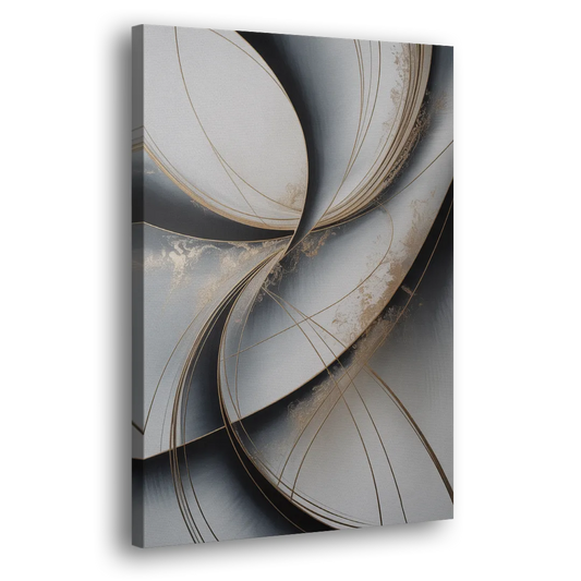 Elegant Harmony Grey and Silver Abstract Side - Canvas Wall Art