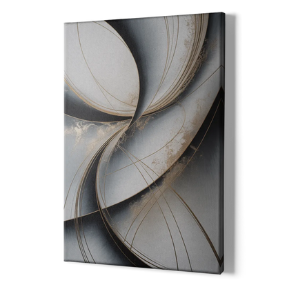 Elegant Harmony Grey and Silver Abstract - Canvas Print Art Sides