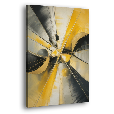Elegant Harmony Yellow and Grey Abstract - Canvas Wall Art - Side