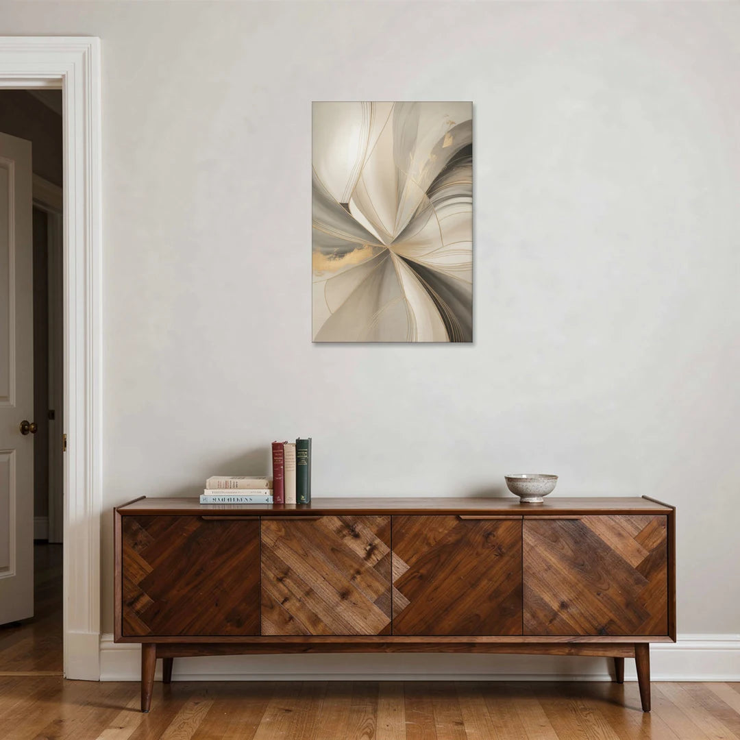 Elegant Interplay Beige Abstract - Canvas Wall Art - Coffee Table - 24x36
