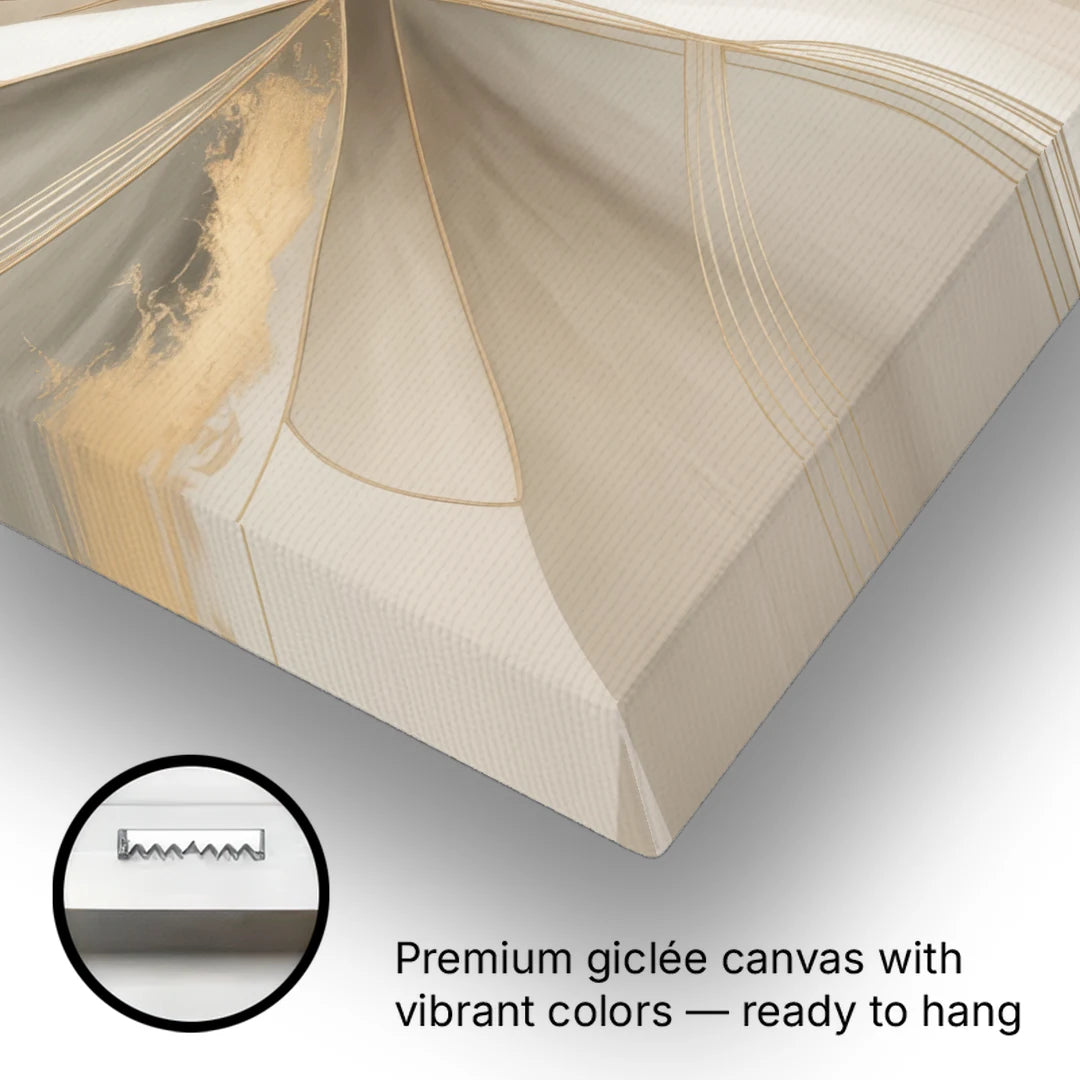 Elegant Interplay Beige Abstract - Canvas Wall Art - Gallery Wrap Corner
