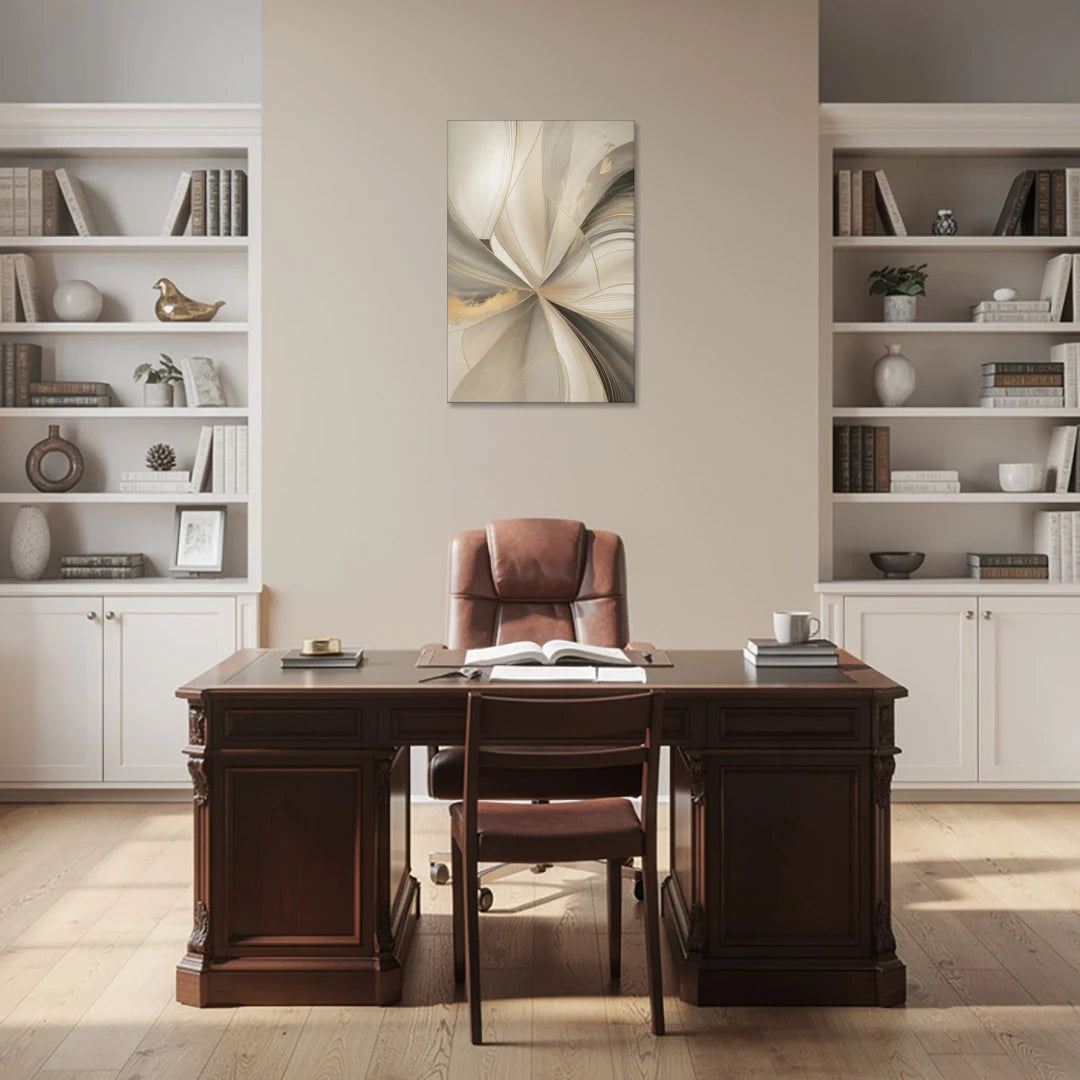 Elegant Interplay Beige Abstract - Canvas Wall Art - Office - 24x36