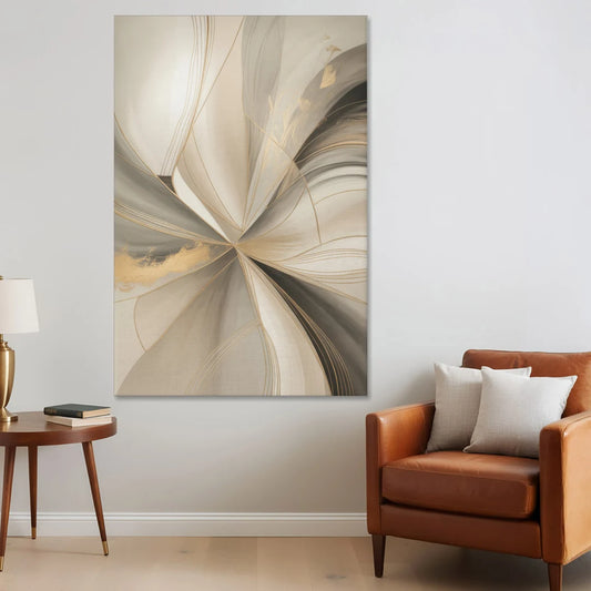 Elegant Interplay Beige Abstract - Canvas Wall Art - Sofa - 40x60