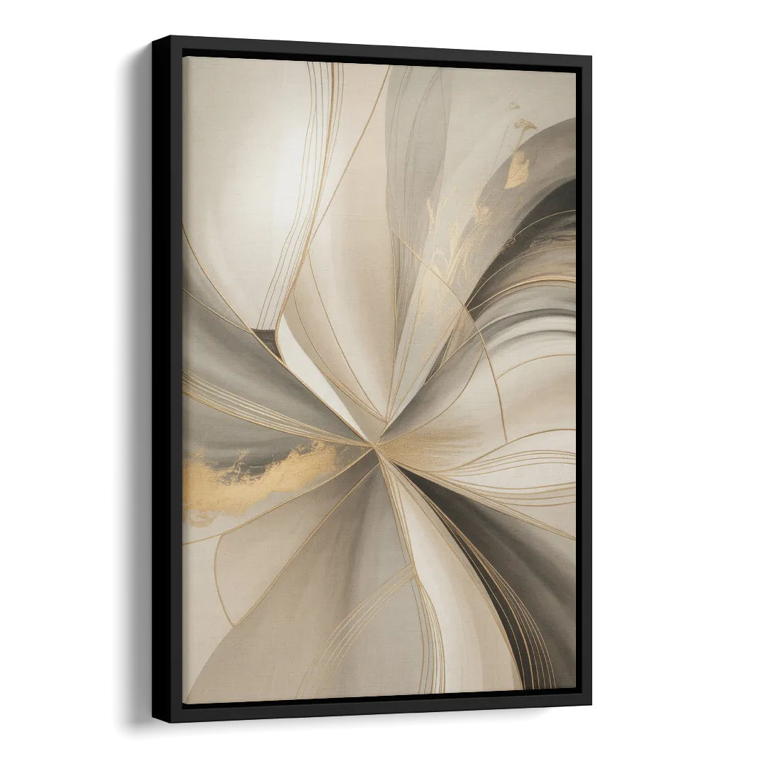 Elegant Interplay Beige Abstract Side - Black Canvas Wall Art