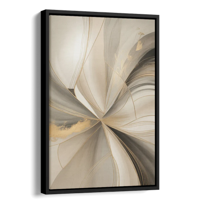 Elegant Interplay Beige Abstract Side - Black Canvas Wall Art