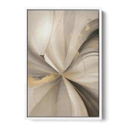 Elegant Interplay Beige Abstract - White Frame Canvas