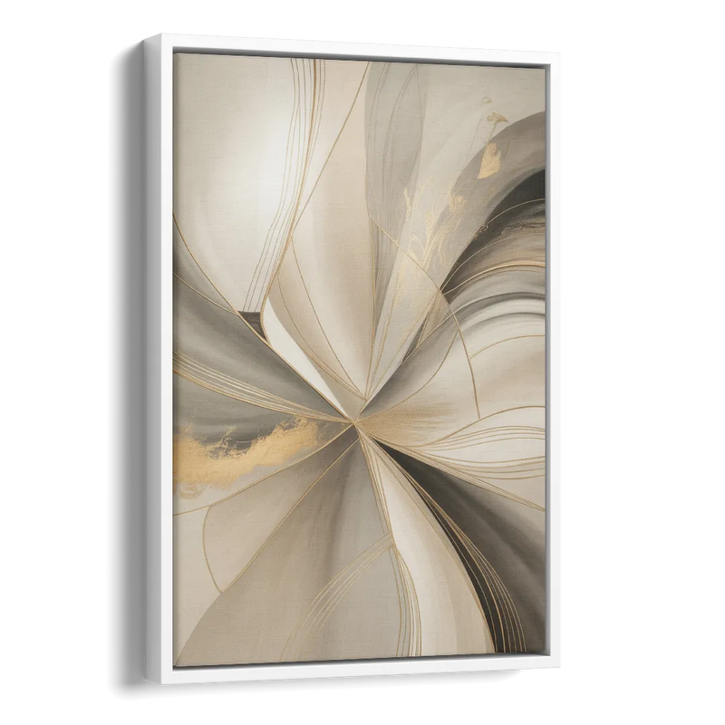 Elegant Interplay Beige Abstract Side - White Canvas Wall Art