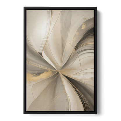 Elegant Interplay Beige Abstract Front - Black Canvas Wall Art