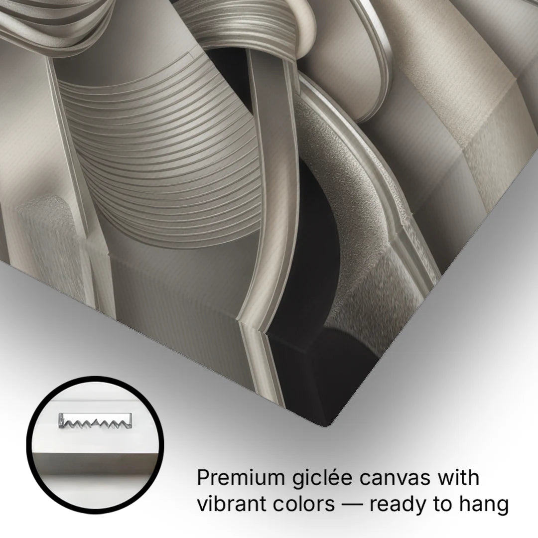 Elegant Intertwine Grey and Silver Abstract - Canvas Wall Art - Gallery Wrap Corner