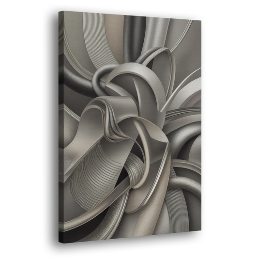Elegant Intertwine Grey and Silver Abstract Side - Canvas Wall Art