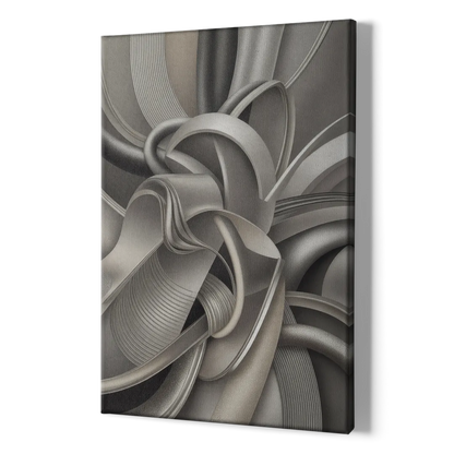Elegant Intertwine Grey and Silver Abstract - Canvas Print Art Sides