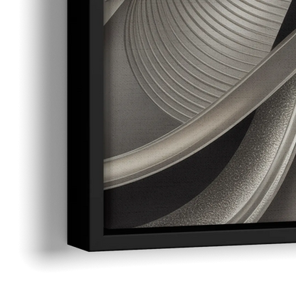 Elegant Intertwine Grey and Silver Abstract - Close-Up Black Frame Canvas