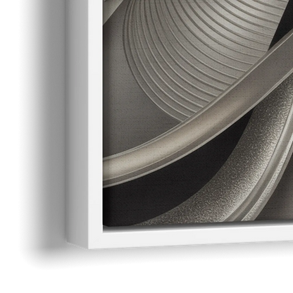 Elegant Intertwine Grey and Silver Abstract - Close-Up White Frame Canvas