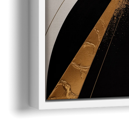 Elegant Luxurious Contrast Black White and Gold Abstract - Close-Up White Frame Canvas