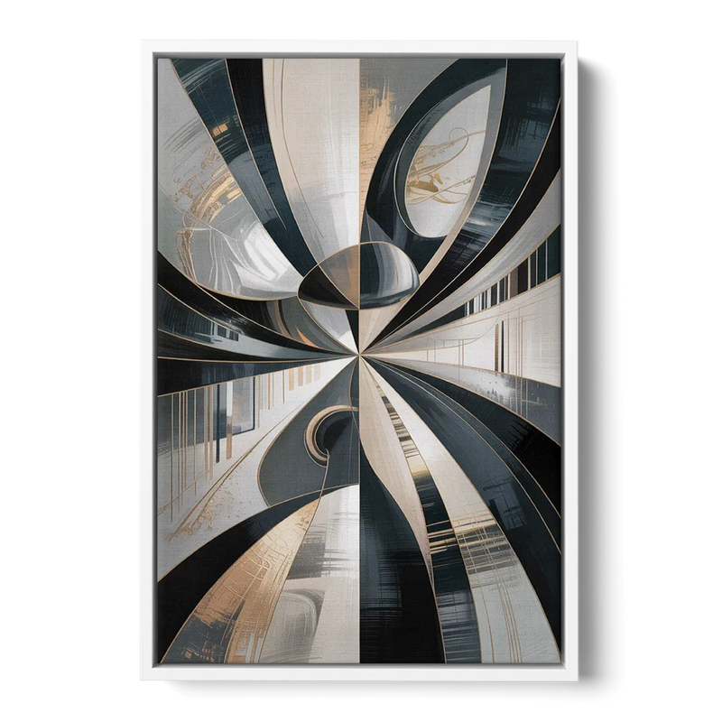 Elegant Mystery Black and Grey Abstract Front - White Canvas Wall Art