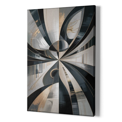 Elegant Mystery Black and Grey Abstract - Canvas Print Art Sides