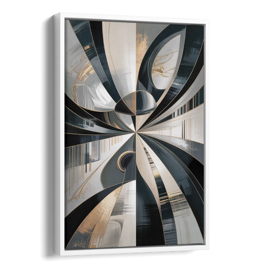 Elegant Mystery Black and Grey Abstract Side - White Canvas Wall Art