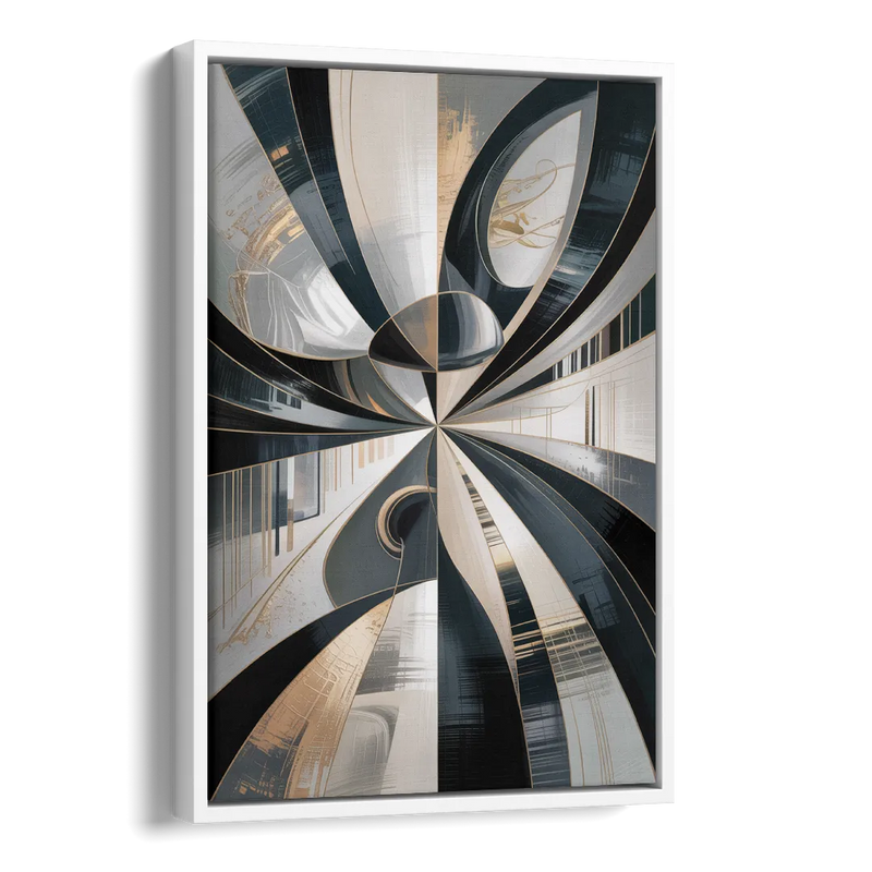 Elegant Mystery Black and Grey Abstract Side - White Canvas Wall Art