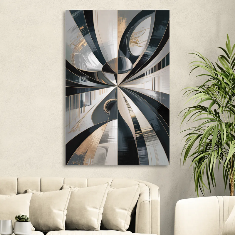 Elegant Mystery Black and Grey Abstract Living Room - Canvas Wall Art