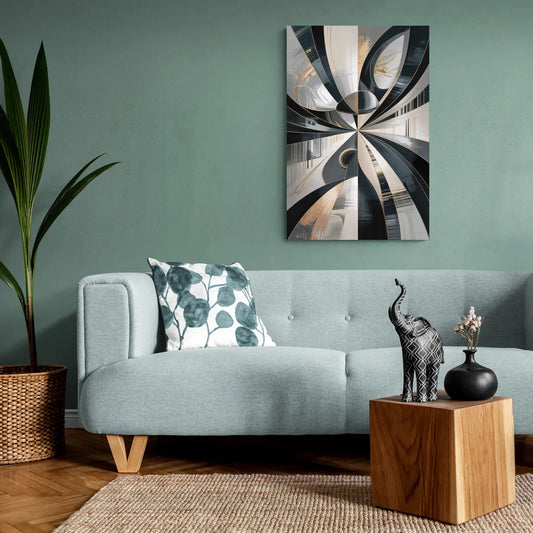 Elegant Mystery Black and Grey Abstract - Canvas Wall Art Living Room