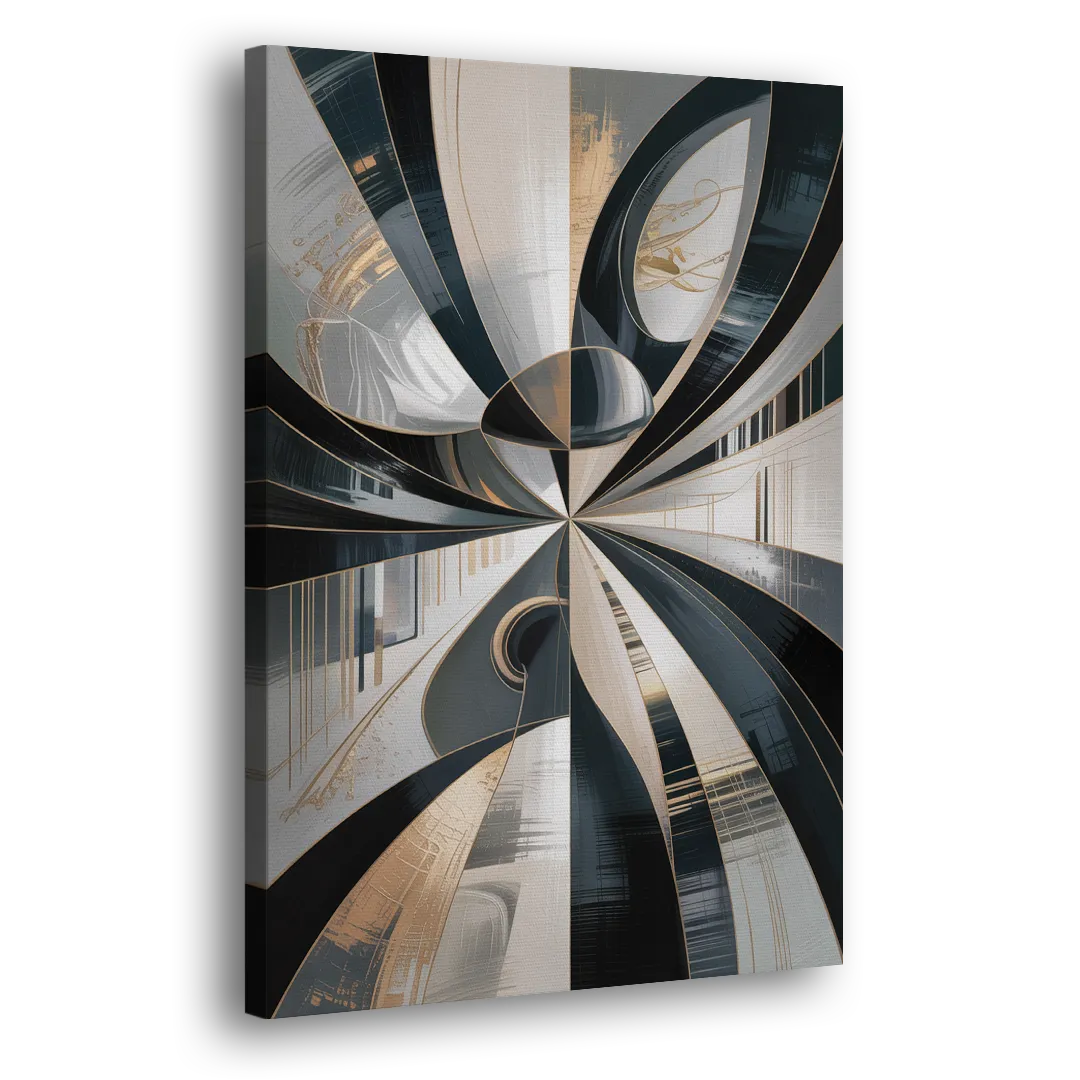 Elegant Mystery Black and Grey Abstract Side - Canvas Wall Art