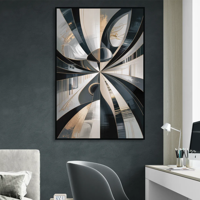 Elegant Mystery Black and Grey Abstract Sitting Room - Black Canvas Wall Art