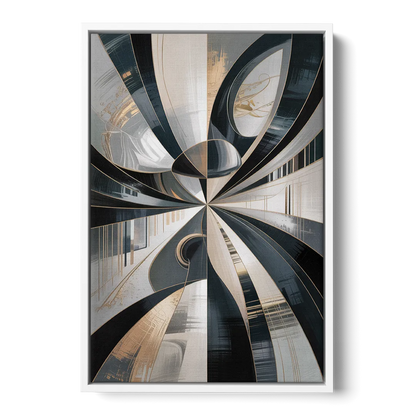 Elegant Mystery Black and Grey Abstract - White Frame Canvas