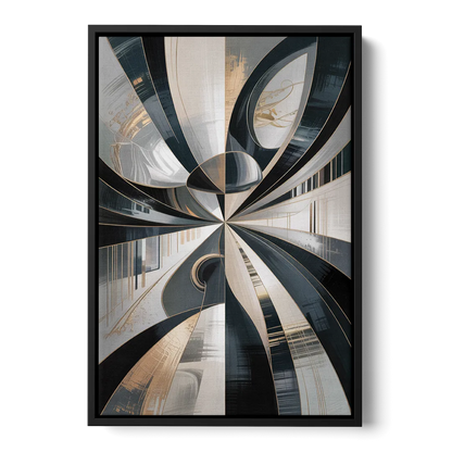 Elegant Mystery Black and Grey Abstract - Black Frame Canvas