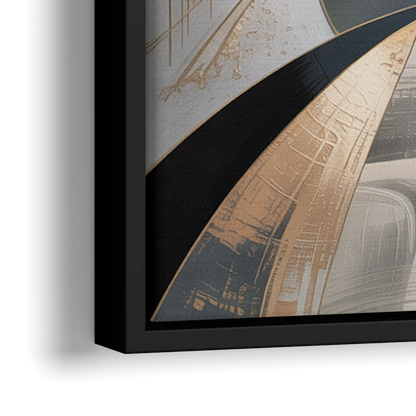 Elegant Mystery Black and Grey Abstract - Close-Up Black Frame Canvas
