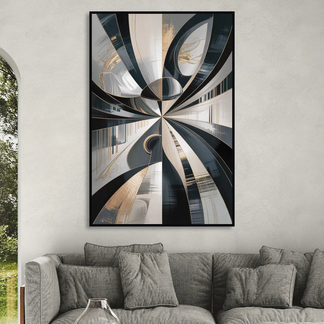 Elegant Mystery Black and Grey Abstract Living Room - Black Canvas Wall Art