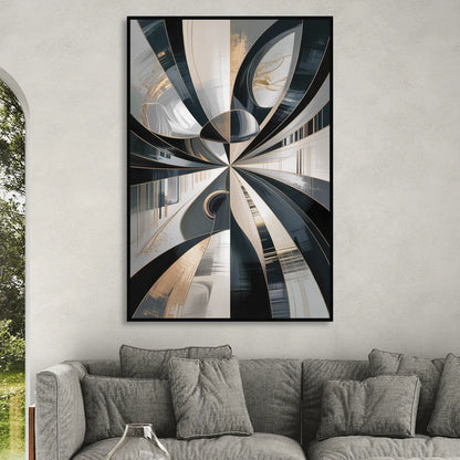 Elegant Mystery Black and Grey Abstract Living Room - Black Canvas Wall Art