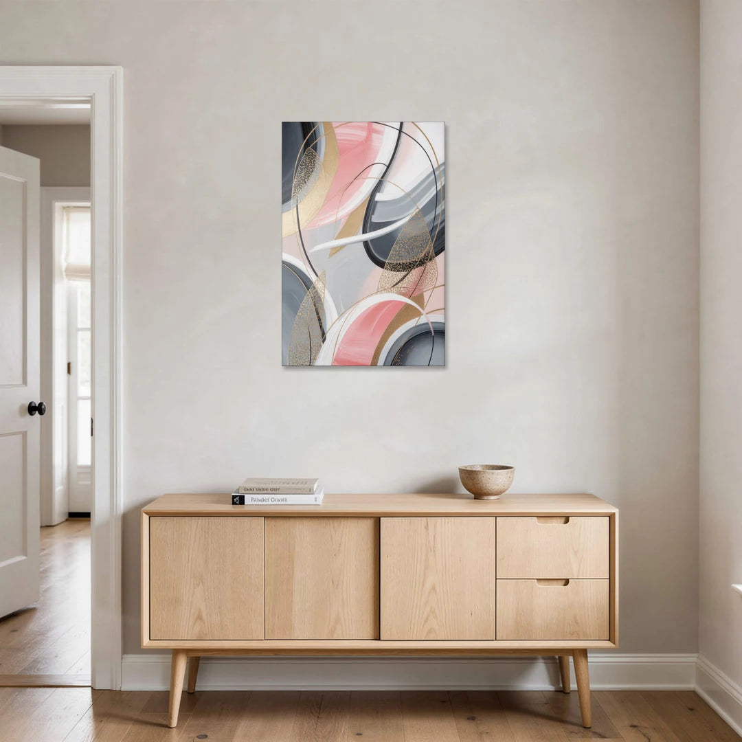 Elegant Opulence Pink and Grey Abstract - Canvas Wall Art - Coffee Table - 24x36