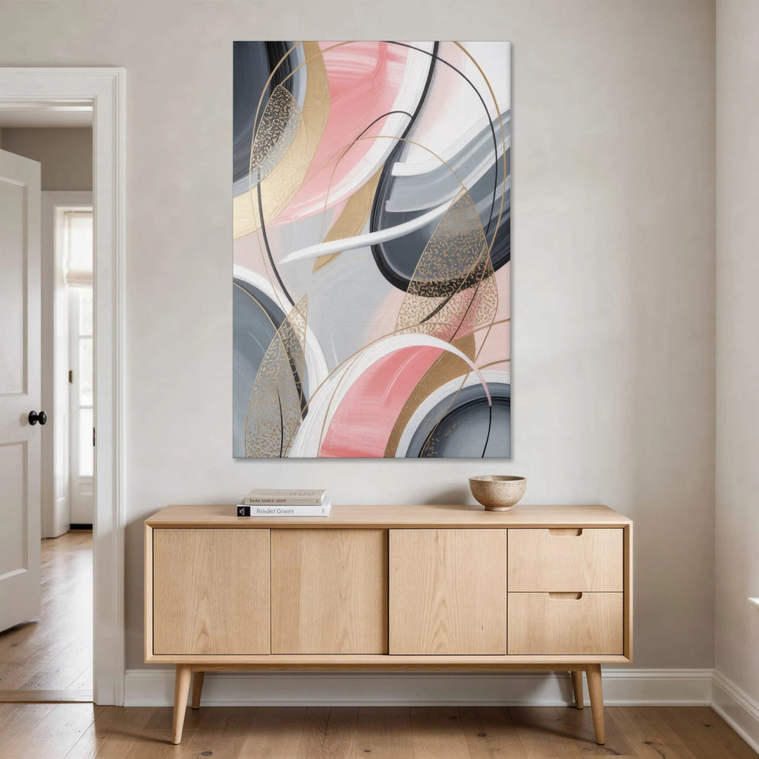 Elegant Opulence Pink and Grey Abstract - Canvas Wall Art - Coffee Table - 40x60